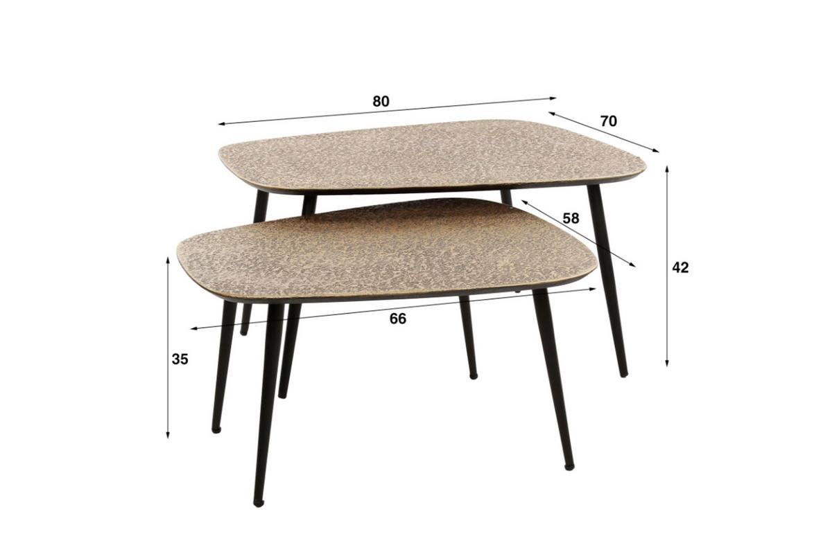 COUCHTISCH LAUCA 2ER SET Bronze Metall - Schwarz/Bronzefarben, Metall (70/80/42cm) - KAWOLA