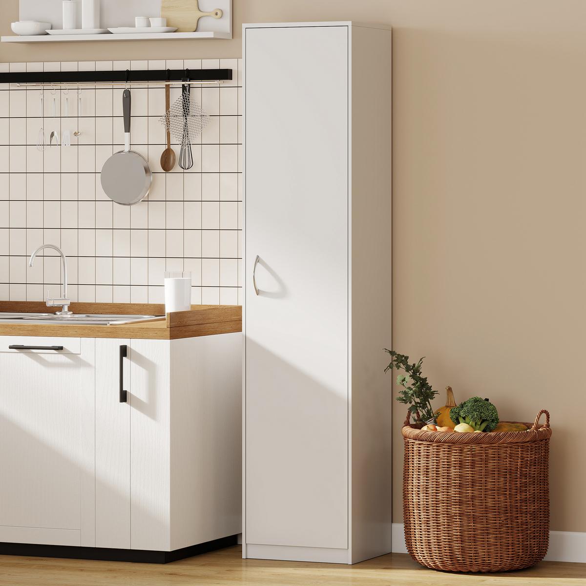 KÜCHENSCHRANK Spanplatte Weiß - Alufarben/Weiß, Holzwerkstoff/Metall (35/180/40cm) - HOMCOM