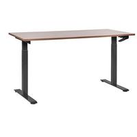 SCHREIBTISCH braunschwarz 160/72 cm manuell höhenverstellbar Destin III - Dunkelbraun/Schwarz, Holz (72/160/74cm) - Beliani
