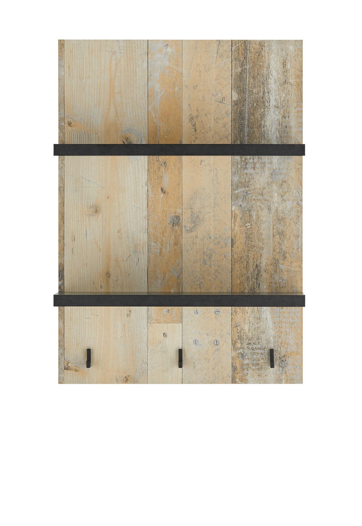 KÜCHENREGAL Used Wood Vintage 60 cm, Gewürzregal mit Ablagen und Haken - Anthrazit/Naturfarben, Holzwerkstoff (60/84/21cm) - Furn.Design