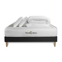 BETT Balmoral Memory-Schaum 160 x 200 cm h3 - Kit Bettgestell Schwarz - Mit Kissen und Bettdecke - Beige/Schwarz, Karton/Holz (160/200cm) - ROYAL PALACE BEDDING