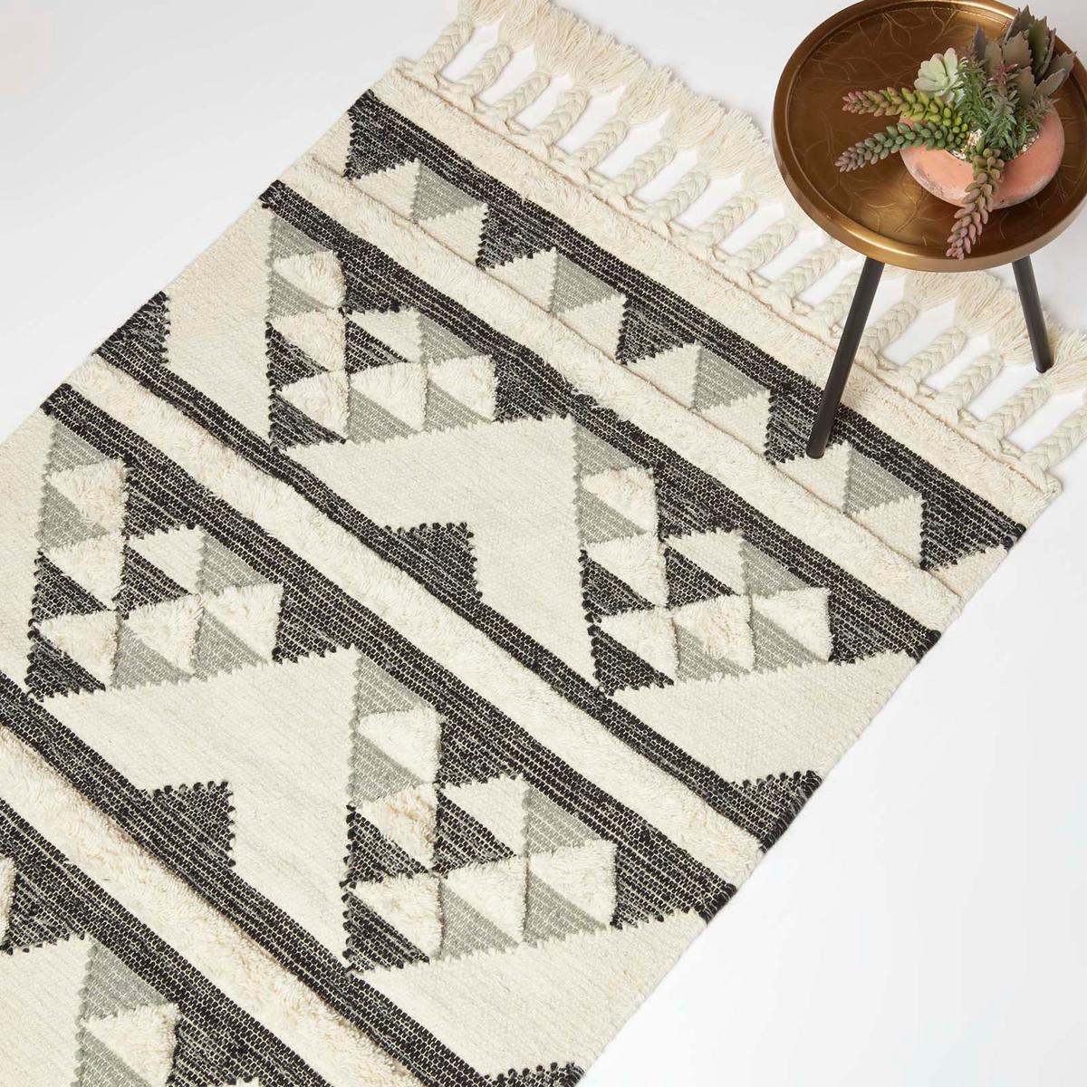 KELIM-TEPPICH Kota handgewebt 90/150 cm - Schwarz, Textil (90/150cm) - Homescapes