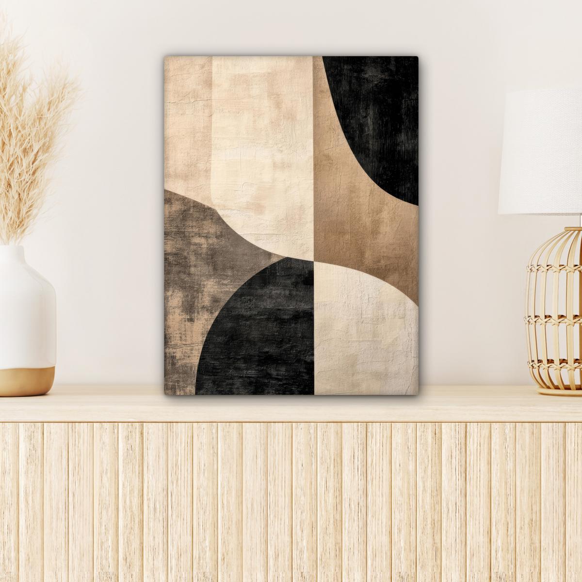 LEINWANDBILD Abstrakt - Flugzeuge - Schwarz - Rund Room Decor 30x40 cm - Beige, Textil (30/40cm) - MuchoWow