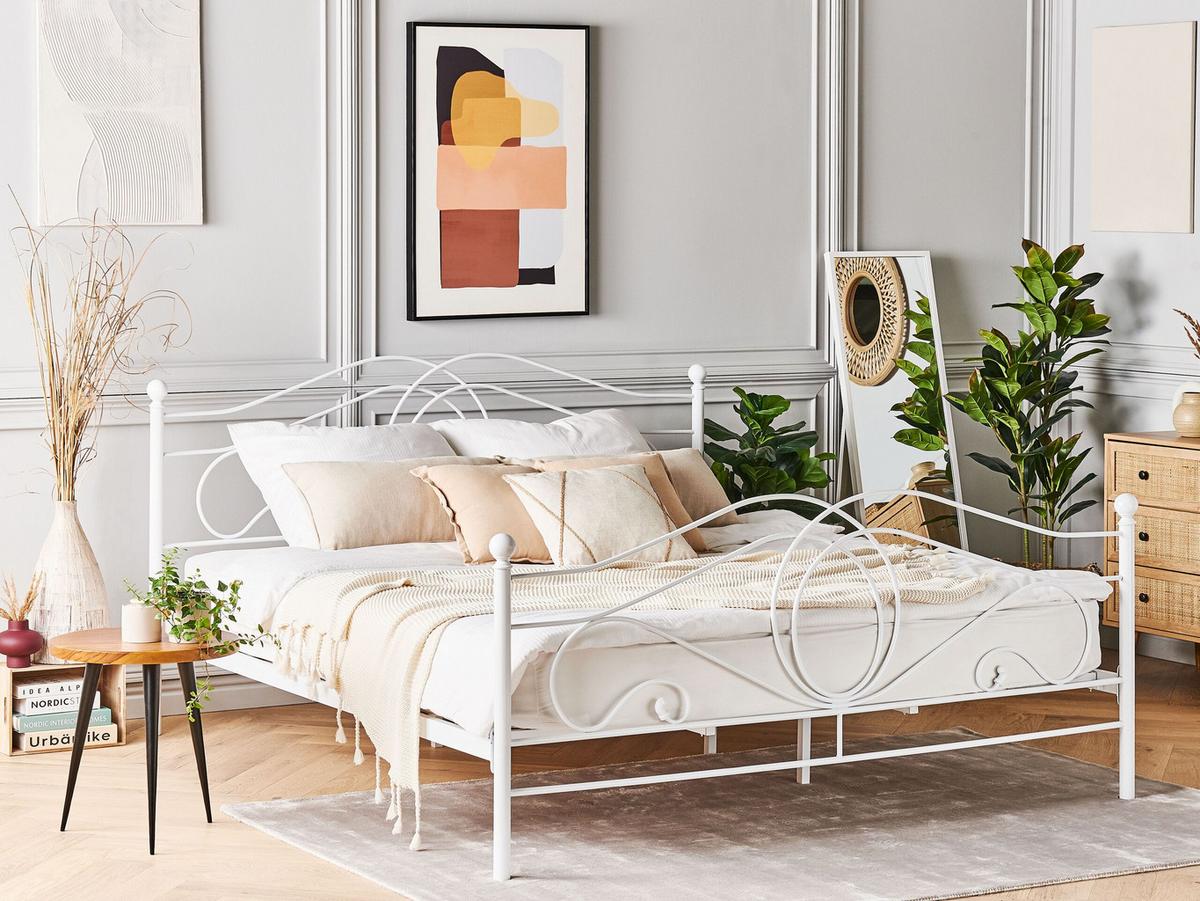 METALLBETT 140/200cm Weiß Lyra - Weiß, Metall (140/200cm) - Beliani