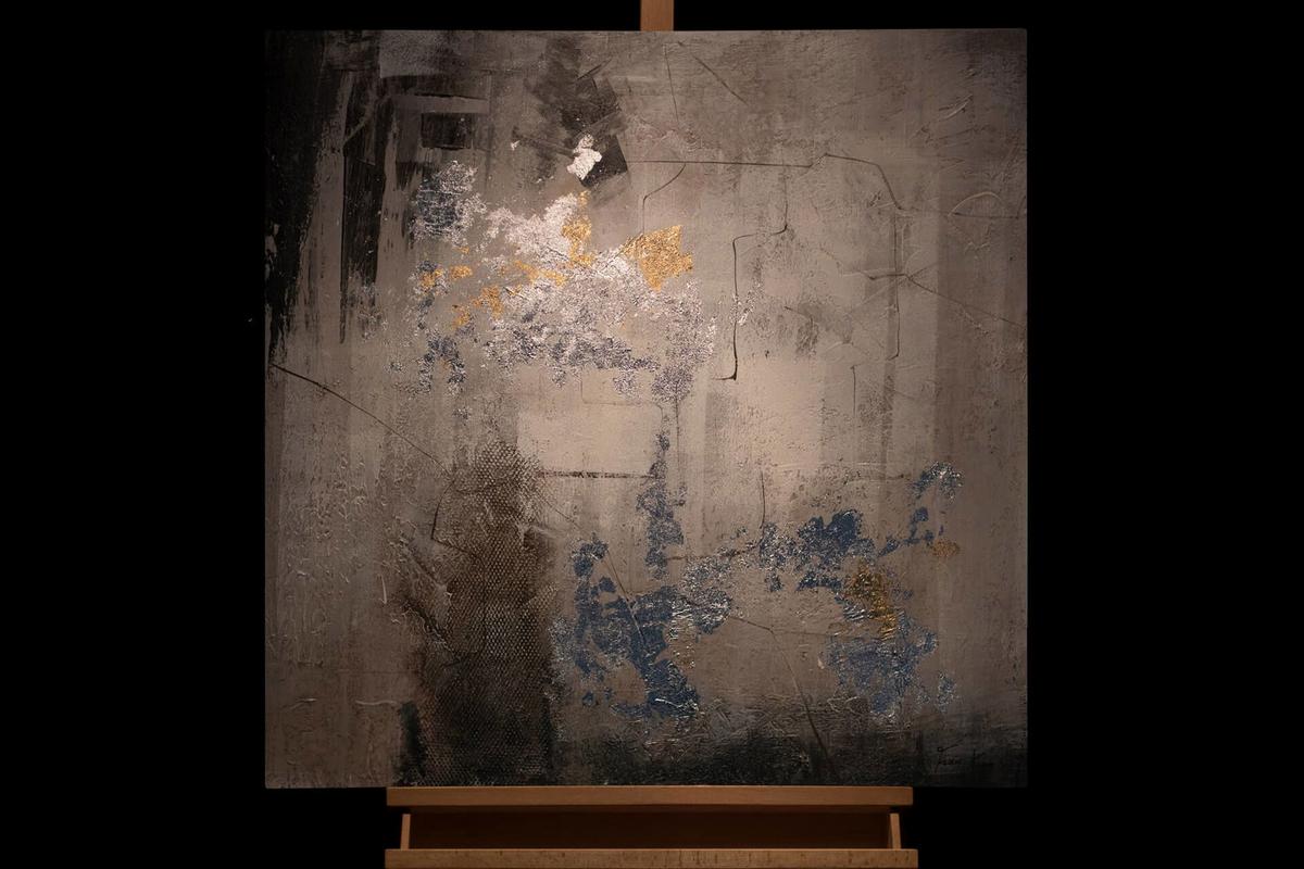 ÖLGEMÄLDE 80/80 cm - Grau, Holz/Textil (80/80cm) - KUNSTLOFT