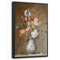 LEINWAND Bilder mit Rahmen - Alte Meister - Blumen - Balthasar van der Ast - 20x30 - Hellbraun, Textil (20/30cm) - MuchoWow