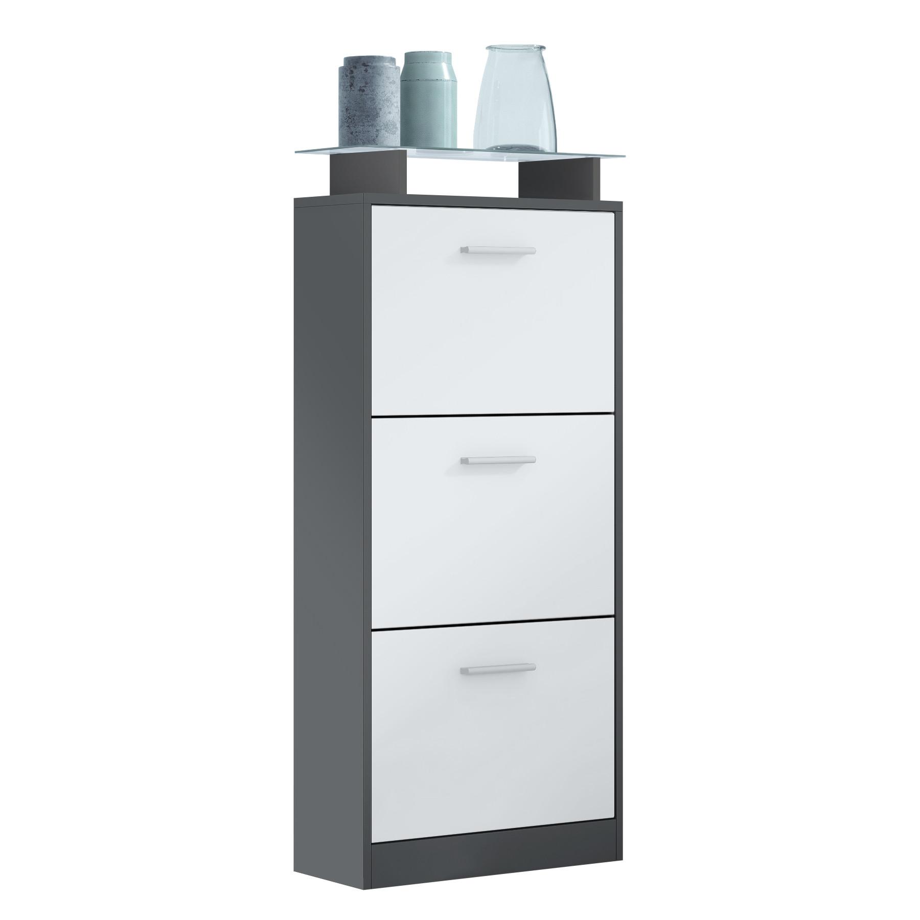 SCHUHSCHRANK Lavia Front in Weiß matt - Weiß, Holzwerkstoff (46/128/23cm) - Vladon