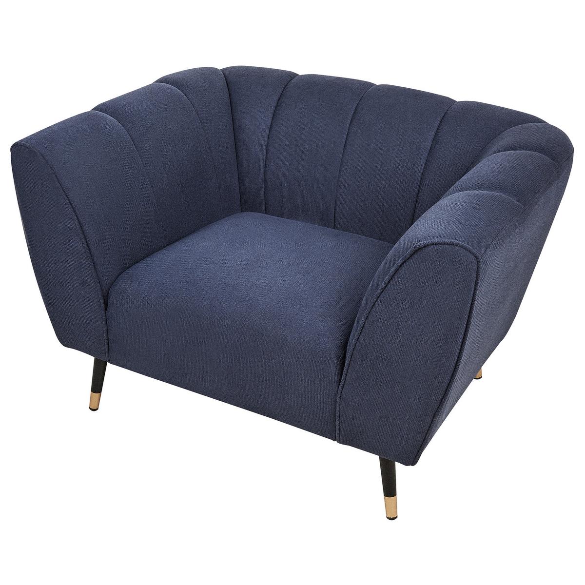 SESSEL Dunkelblau Orsta - Goldfarben/Schwarz, Textil (112/73/85cm) - Beliani