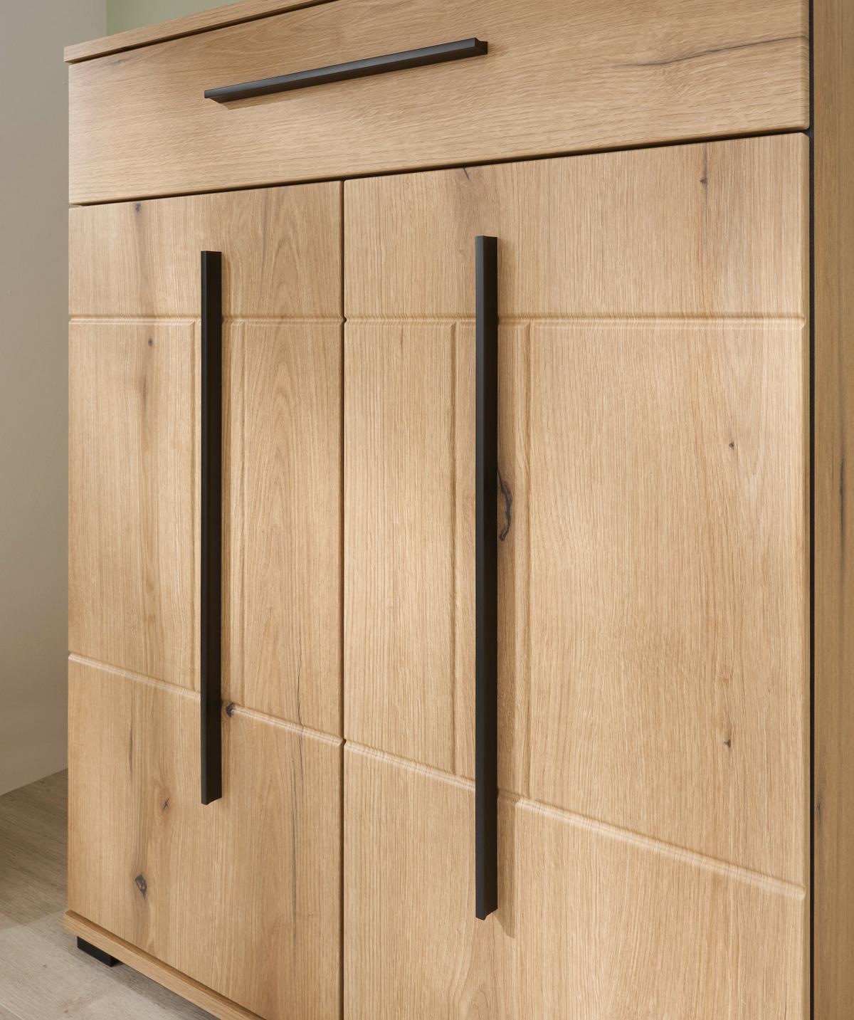 SCHUHSCHRANK Evoke Eiche 80 x 103 cm, Kommode mit Soft-Close - Eichefarben/Schwarz, Holzwerkstoff/Kunststoff (80/103/39cm) - Furn.Design