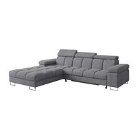 ECKSOFA mit Schlaffunktion Ottomane Links 271x203x79 Grau Velours - Grau, Holzwerkstoff/Textil (271/203cm) - ALTDECOR