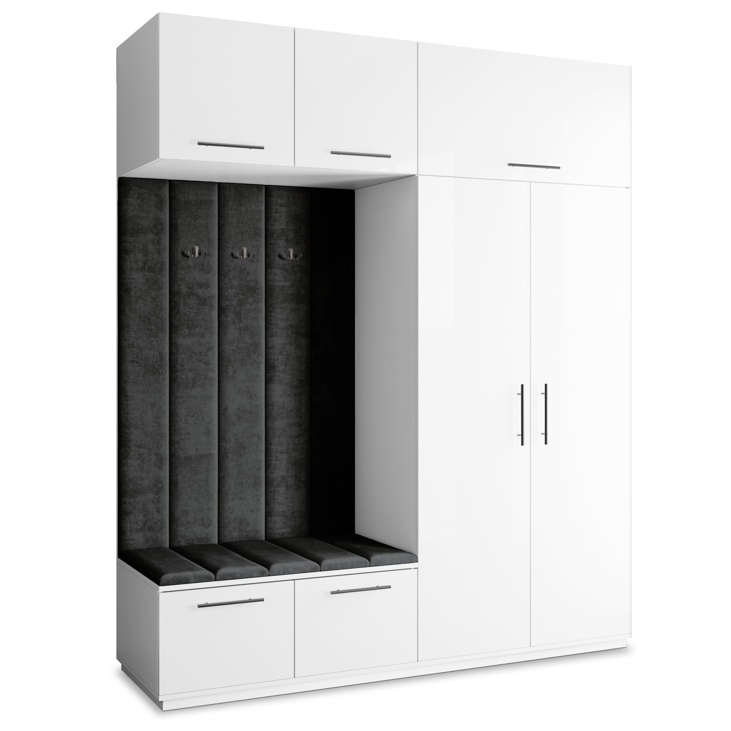 GARDEROBENSCHRANK REMA 200/240/60 cm Modern Weiß - Schwarz/Weiß, Holzwerkstoff (200/240/60cm) - MASSENO
