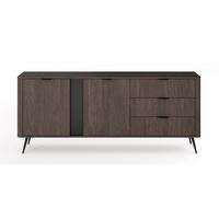 SIDEBOARD Veris Dunin-Eiche 195 cm - Dunkelbraun/Schwarz, Holzwerkstoff/Metall (195.2/81.2/38cm) - Selsey