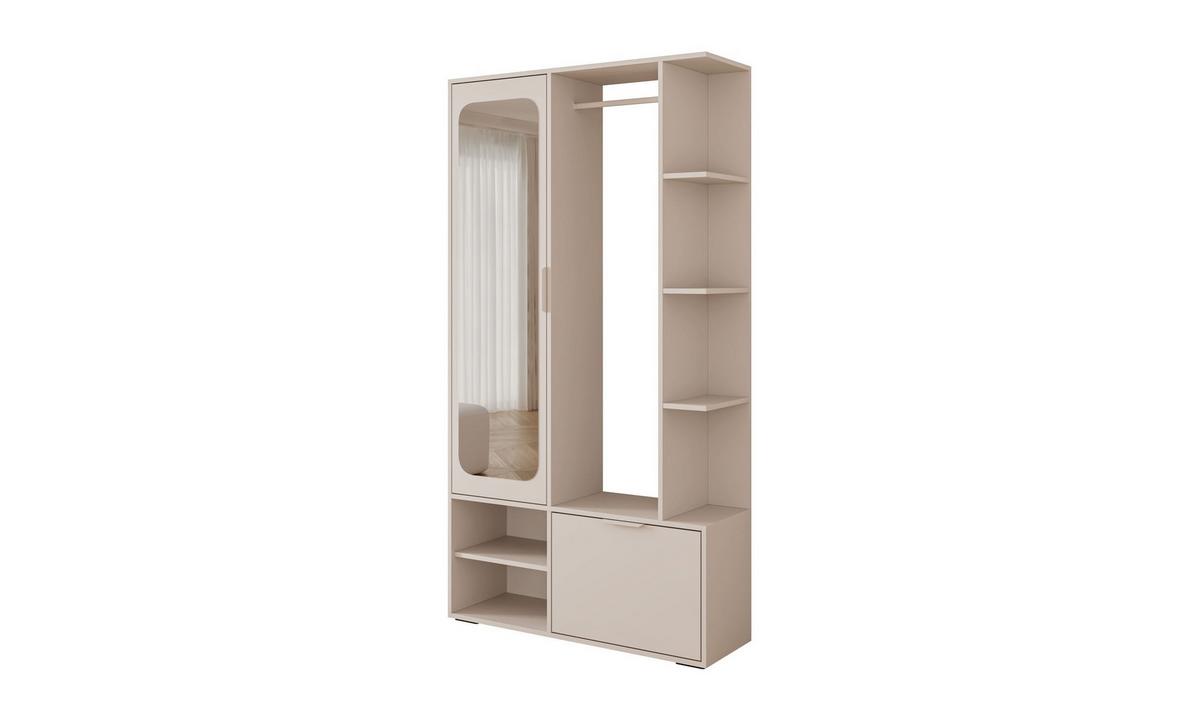 GARDEROBE NOLA 100/33,1/188,5 cm Kaschmir mit Spiegel und Schuhschrank - Kaschmir, Holzwerkstoff/Metall (100/188.5/33.1cm) - Lookway