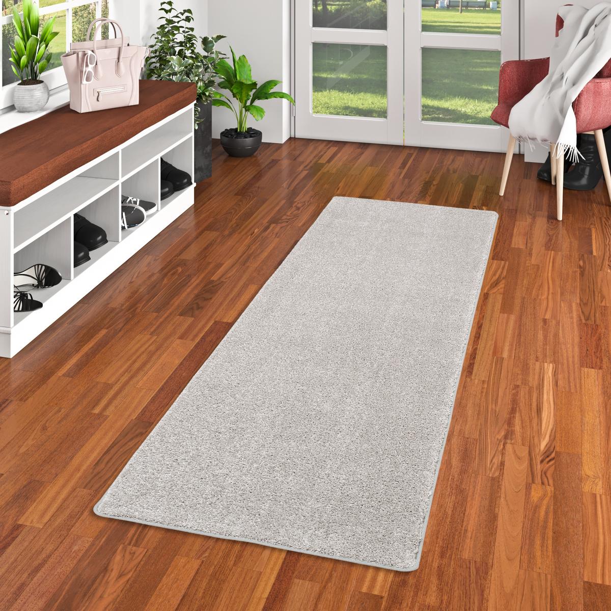 HOCHFLOR VELOURS TEPPICH LÄUFER MONA - Silberfarben, Textil (80/200cm) - Snapstyle