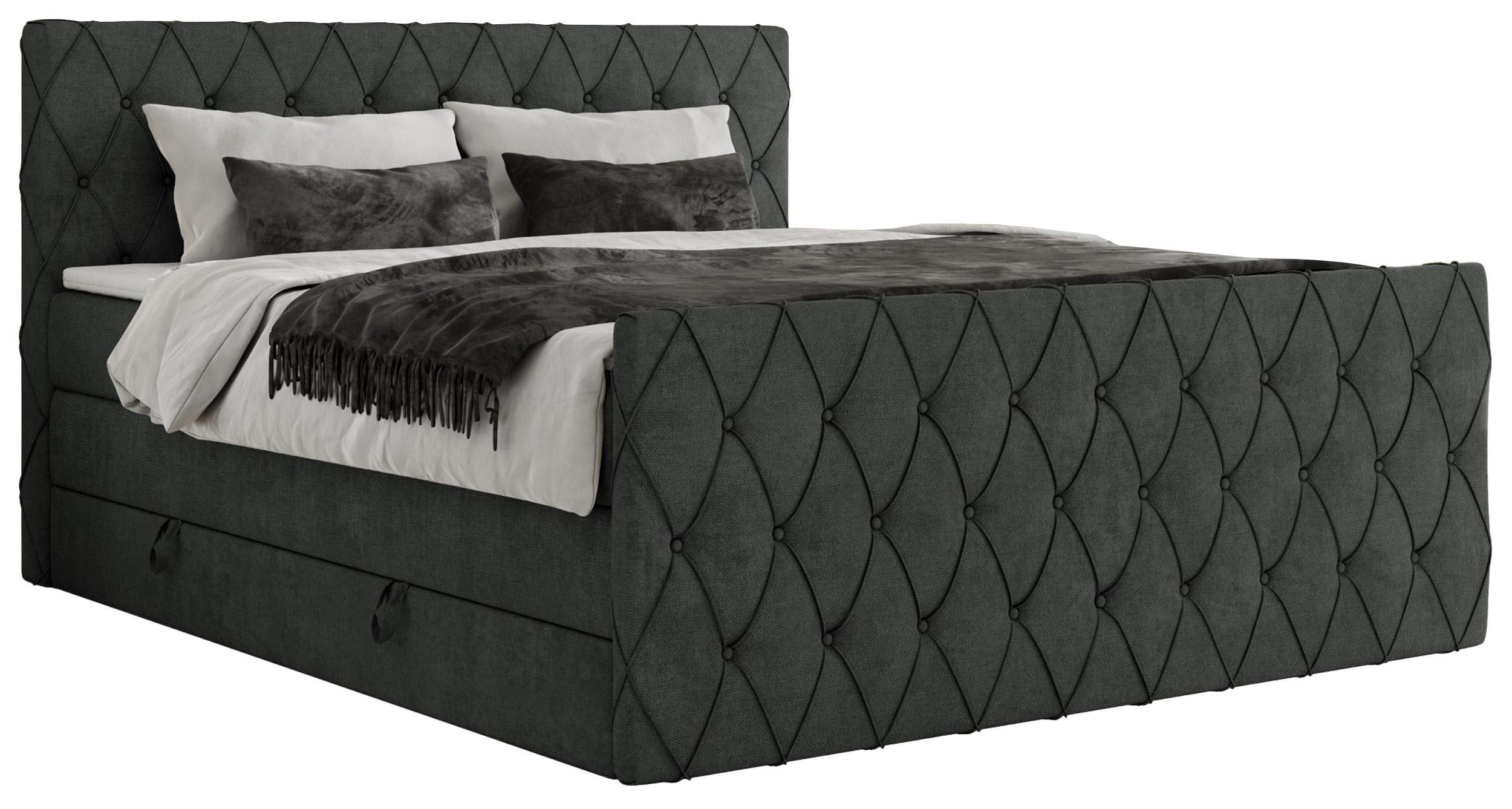 BOXSPRINGBETT MIREN KING DUO 200/200 Dunkelgrau Struktur - H3 - Dunkelgrau, Holz/Textil (200/200cm) - MKS