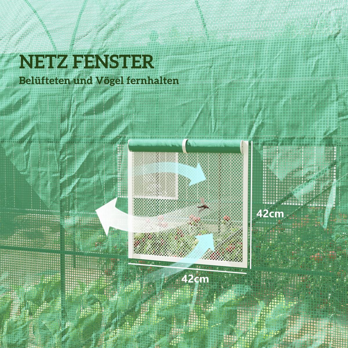 FOLIENGEWÄCHSHAUS mit Fenster Grün 245 x 200 x 198 cm - Grün, Kunststoff (200/198/245cm) - Outsunny