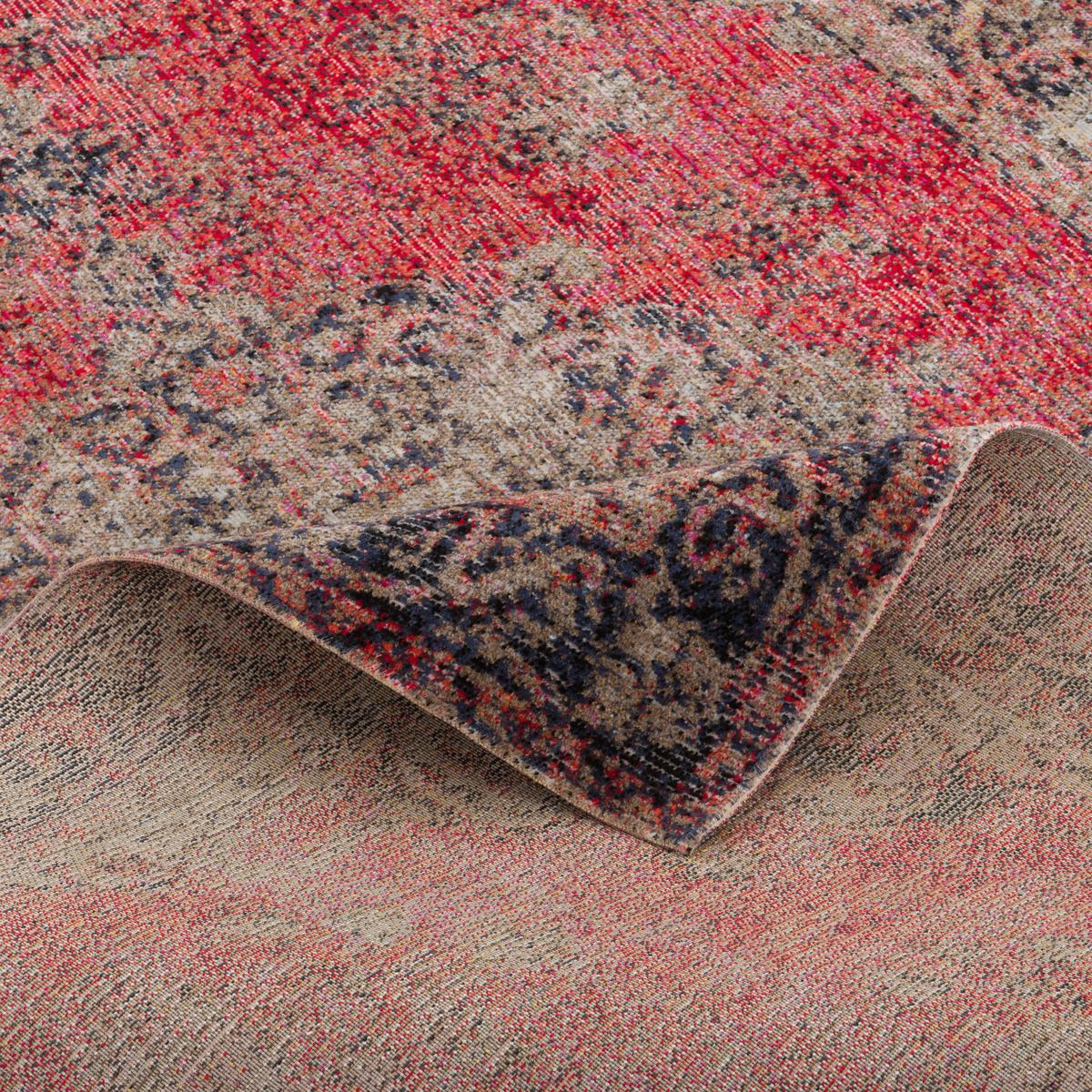 KURZFLOR DESIGNER TEPPICH MODERN VINTAGE ORIENT MUSTER - Beige/Rot, Textil (120/170cm) - Pergamon