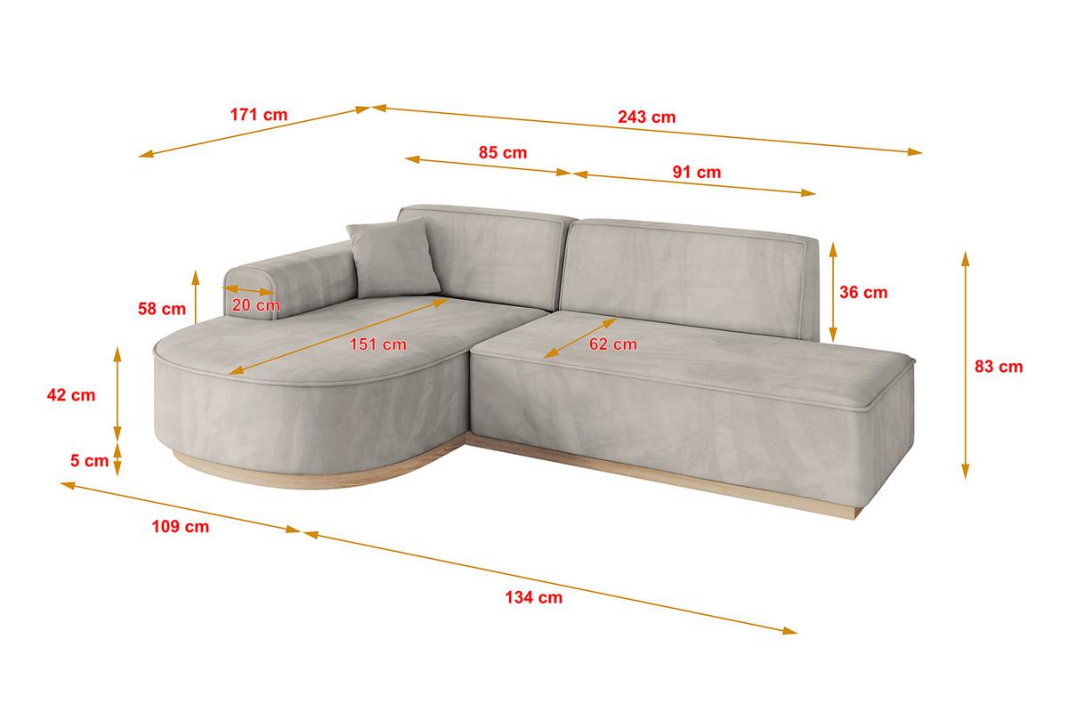 ECKSOFA Ottomane Links ARRIO-L1 - 243x171x83 cm Hellbraun - Hellbraun, Holzwerkstoff/Textil (243/171cm) - ALTDECOR