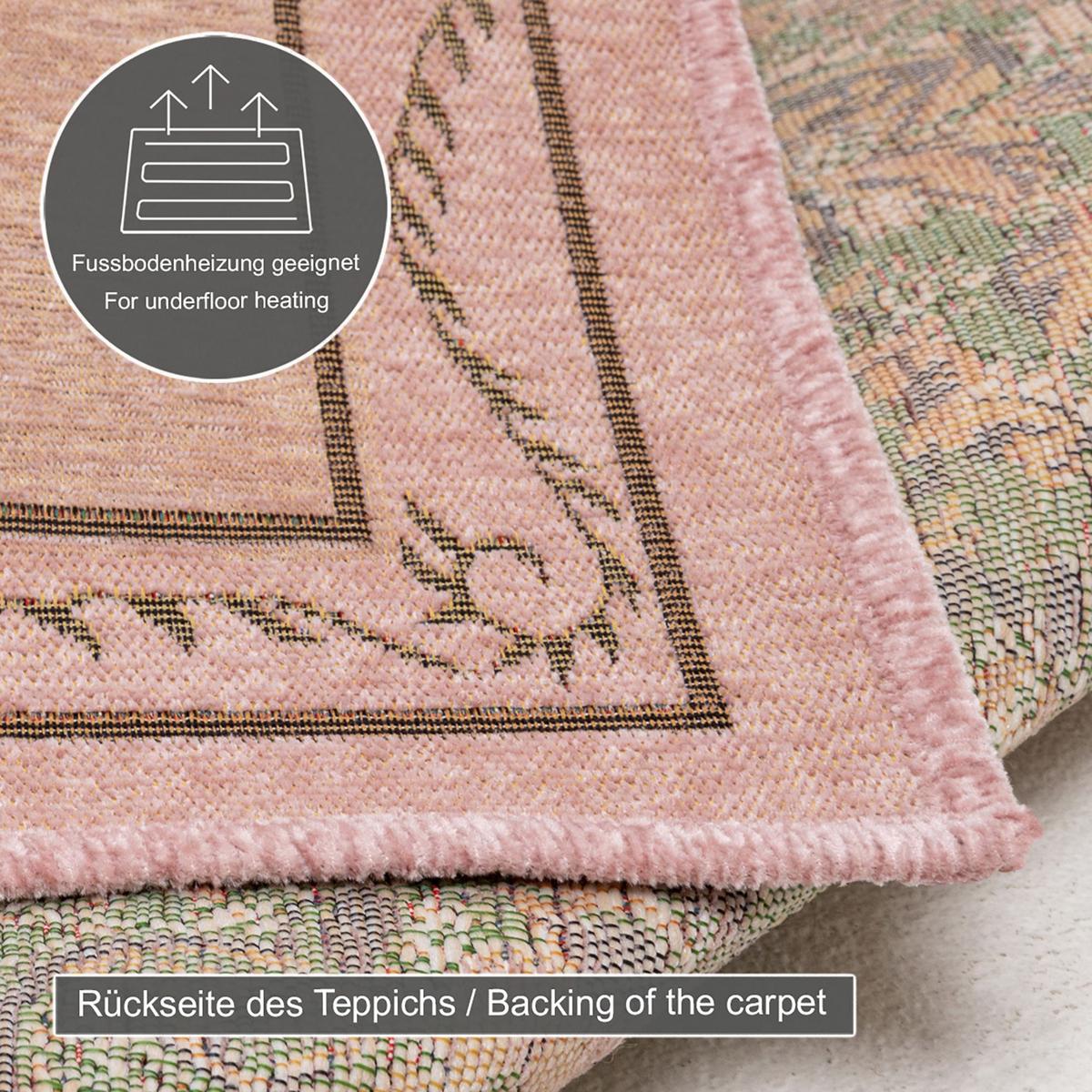 FLACHWEBTEPPICH Flomi Florence 80x150 cm - Rosa, Textil (80/150cm) - THEKO