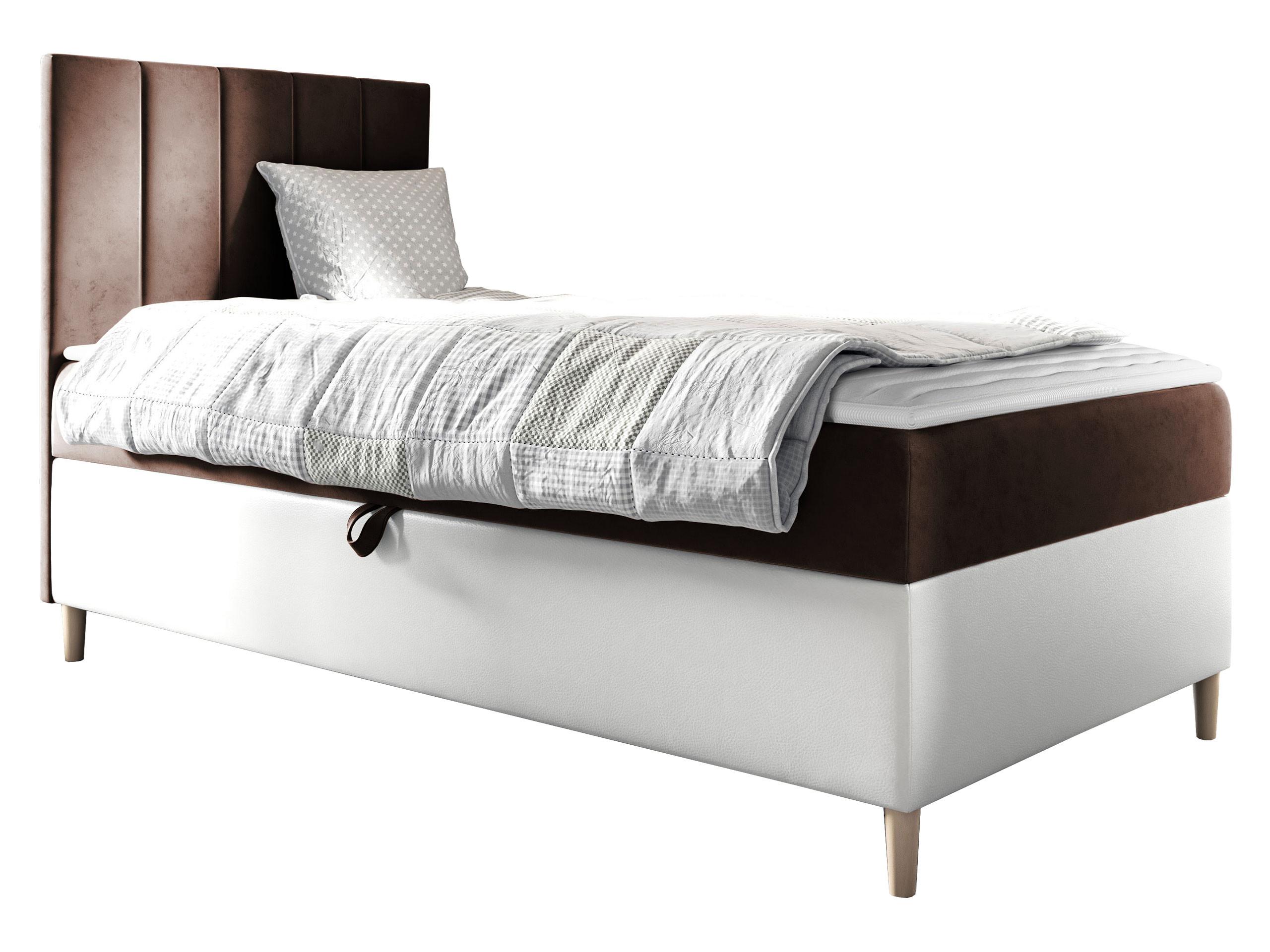 BOXBETT Maja Junior 1, Seite zum Öffnen des Bettkastens: Links - H3 - Weiß/Braun, Holz (90/200cm) - MIRJAN24