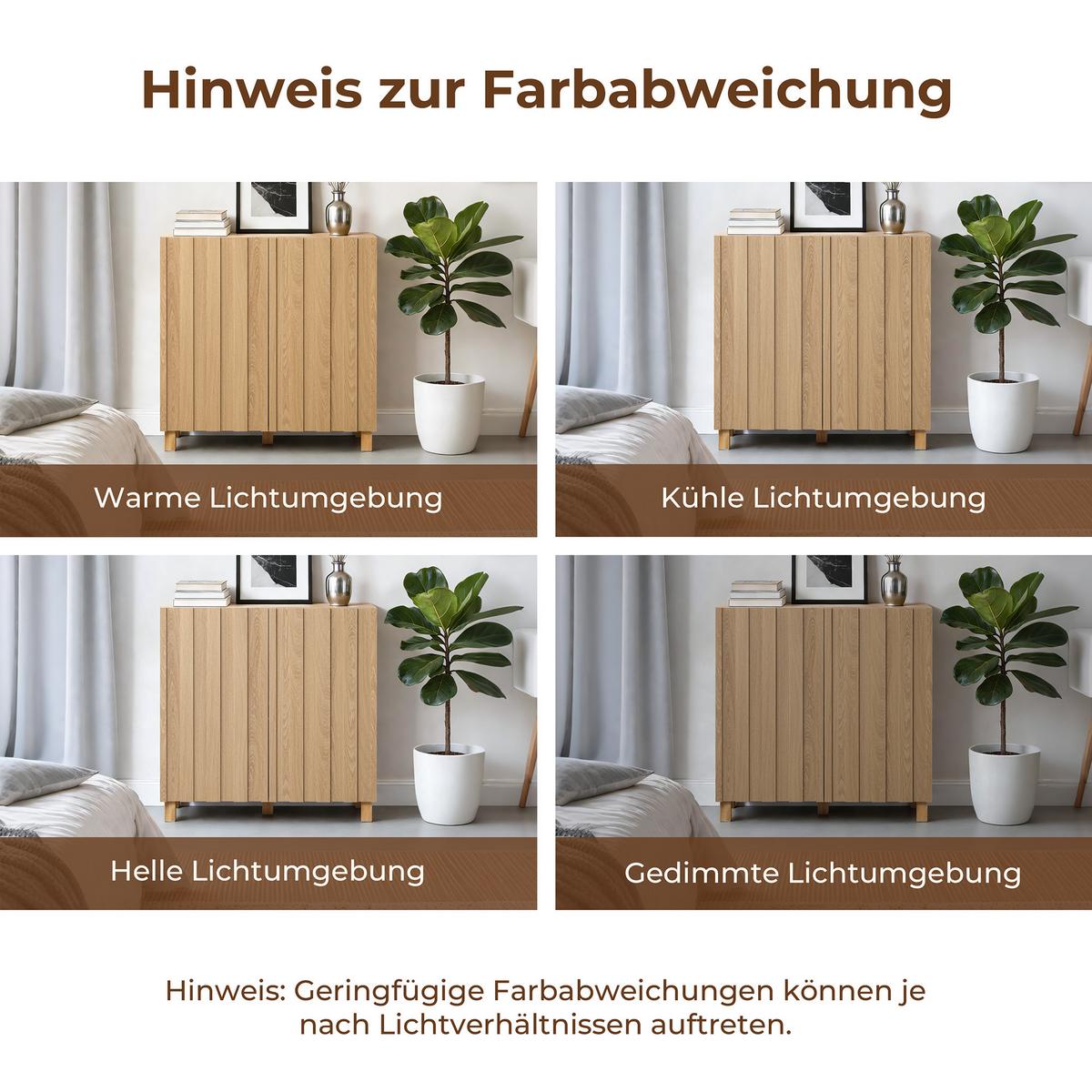 SIDEBOARD Holz mit 2 Türen und Füßen aus Kiefernholz | B80 x T35 x H80 cm - Eichefarben, Holz/Holzwerkstoff (80/80/35cm) - Hometopia