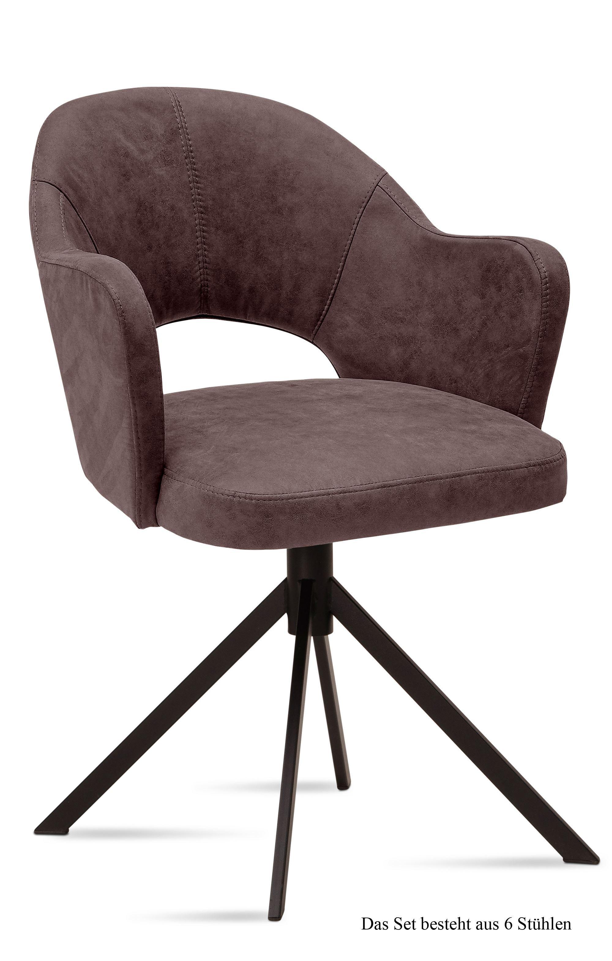 ARMLEHNSTUHL (6er-Set) Dunja 59x87x61 Schwarz/Braun - Schwarz/Braun, Kunststoff (61/87/59cm) - 58aufmkessel