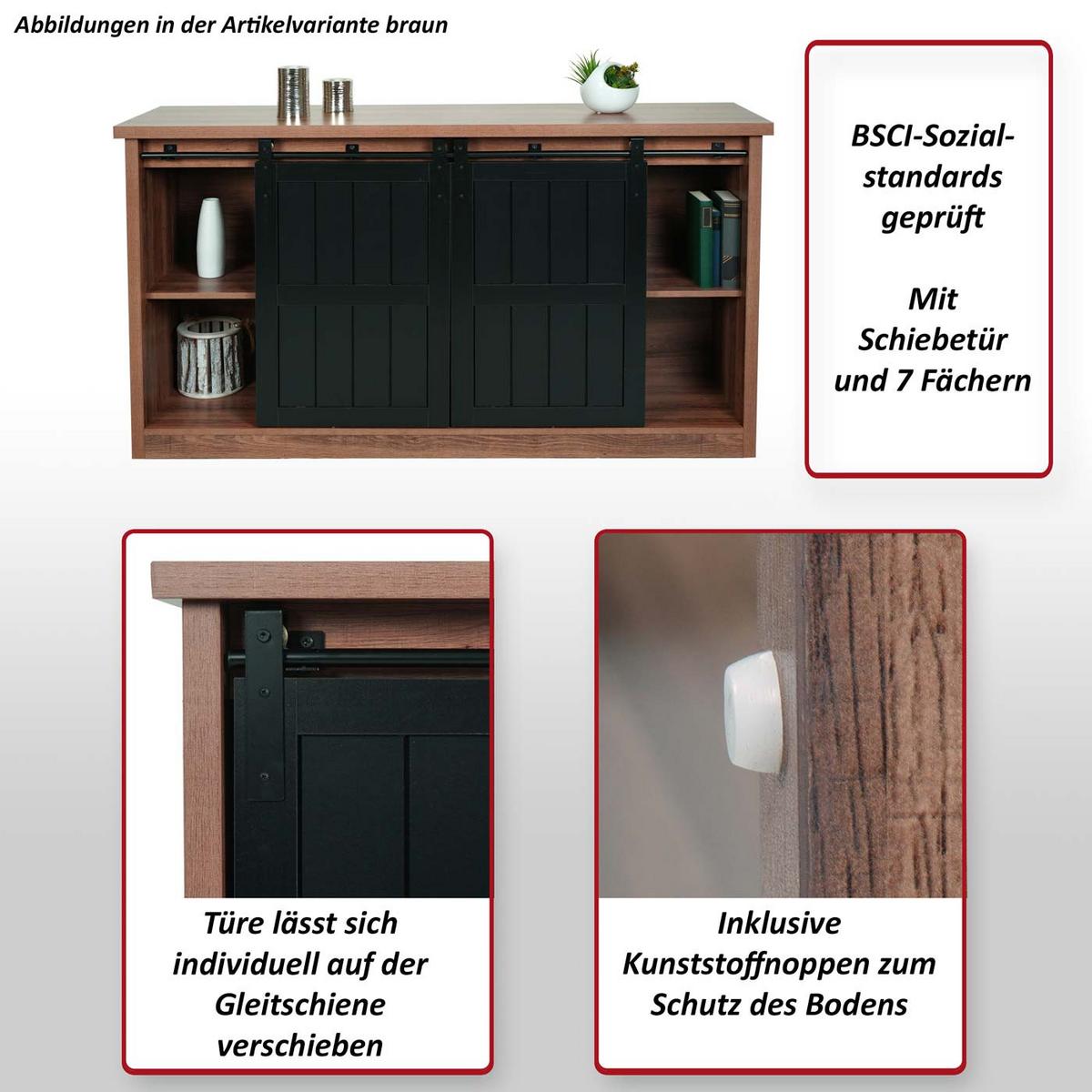SIDEBOARD Buche Dekor, Schwarz - Buchefarben/Schwarz, Holz (150/84/40cm) - MCW