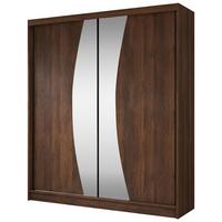 SCHWEBETÜRENSCHRANK Vox II mit Schubladen und Spiegel 200/216/61 Walnuss - Walnussfarben, Holzwerkstoff (200/216/61cm) - Beautysofa