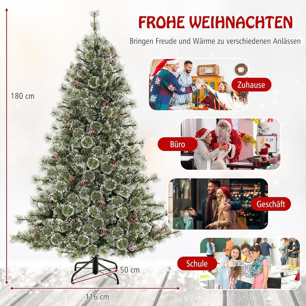 WEIHNACHTSBAUM Grün - Grün, Kunststoff (180cm) - COSTWAY