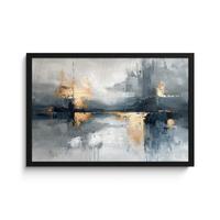 POSTER MIT RAHMENGERAHMTES BILD Kunst - Grau - Gold - Abstrakt 60x40 cm - Dunkelgrau, Papier (60/40cm) - MuchoWow