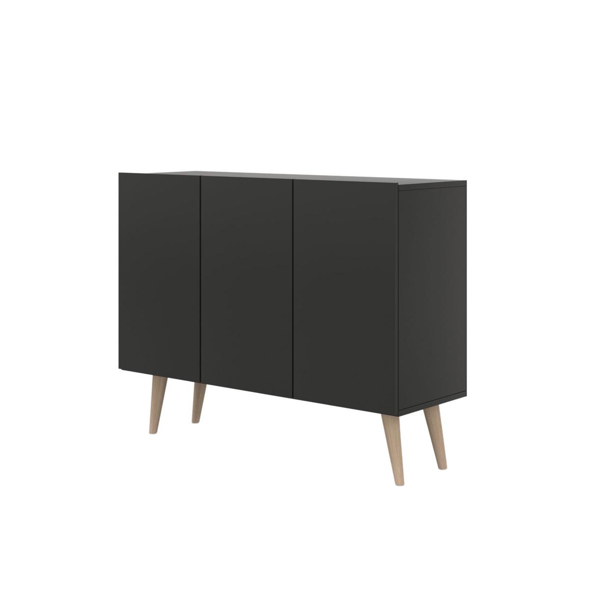 KOMMODE Toronto Schwarz 39,9/95,5/120 - Schwarz, Holzwerkstoff (40/96/120cm) - RAUMHIRSCH FURNITURE