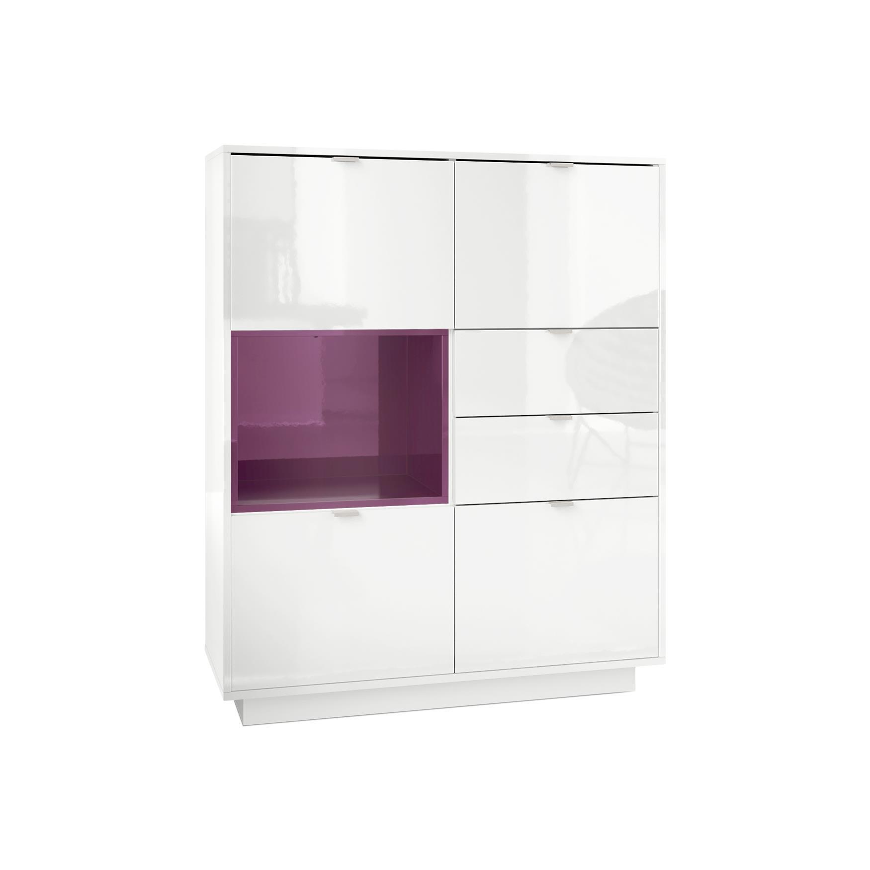 HIGHBOARD Metro Einsatz in Brombeer Hochglanz - Brombeere, Holzwerkstoff (103/123/37.5cm) - Vladon