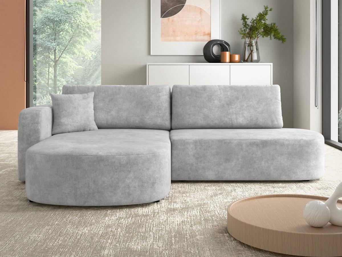 ECKSOFA Zerte, Seite: Links - Hellgrau/Schwarz, Holz/Kunststoff (252/175cm) - MIRJAN24