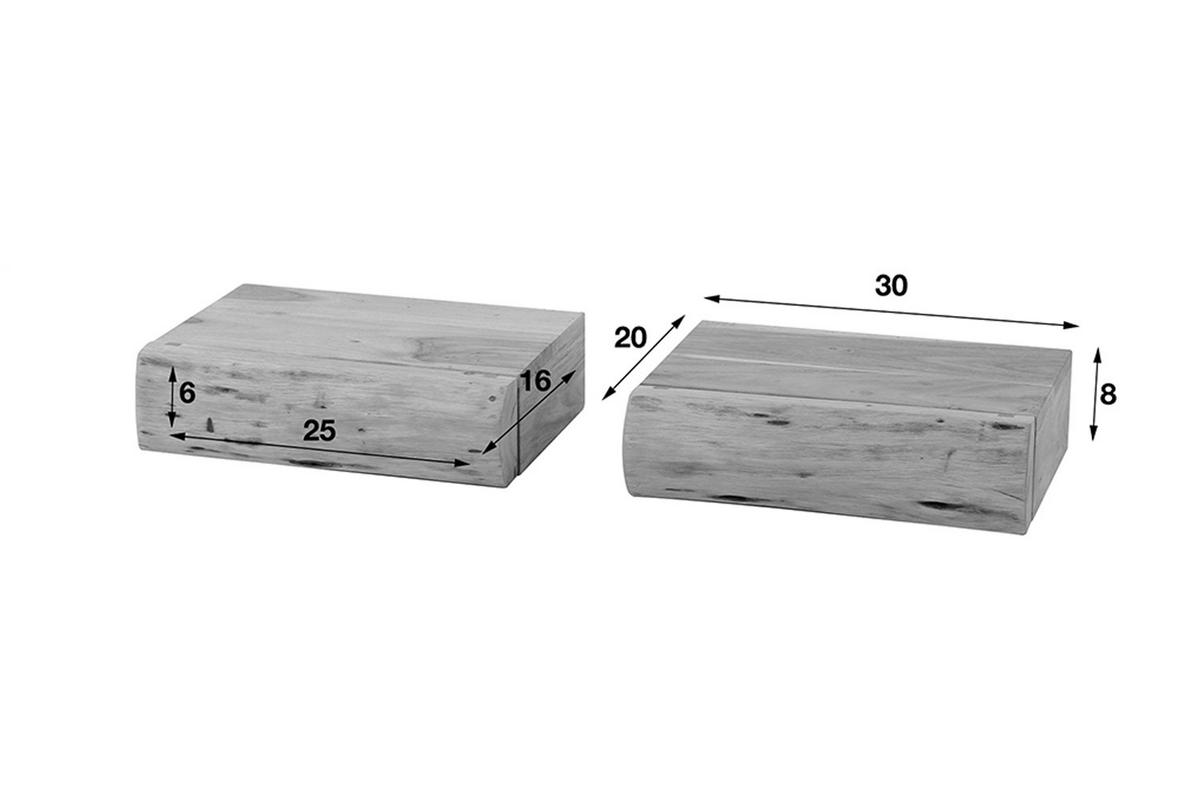 NACHTTISCH SESA 2ER SET Holz Akazie - Zwetschgeholzfarben, Holz (30/8/20cm) - KAWOLA