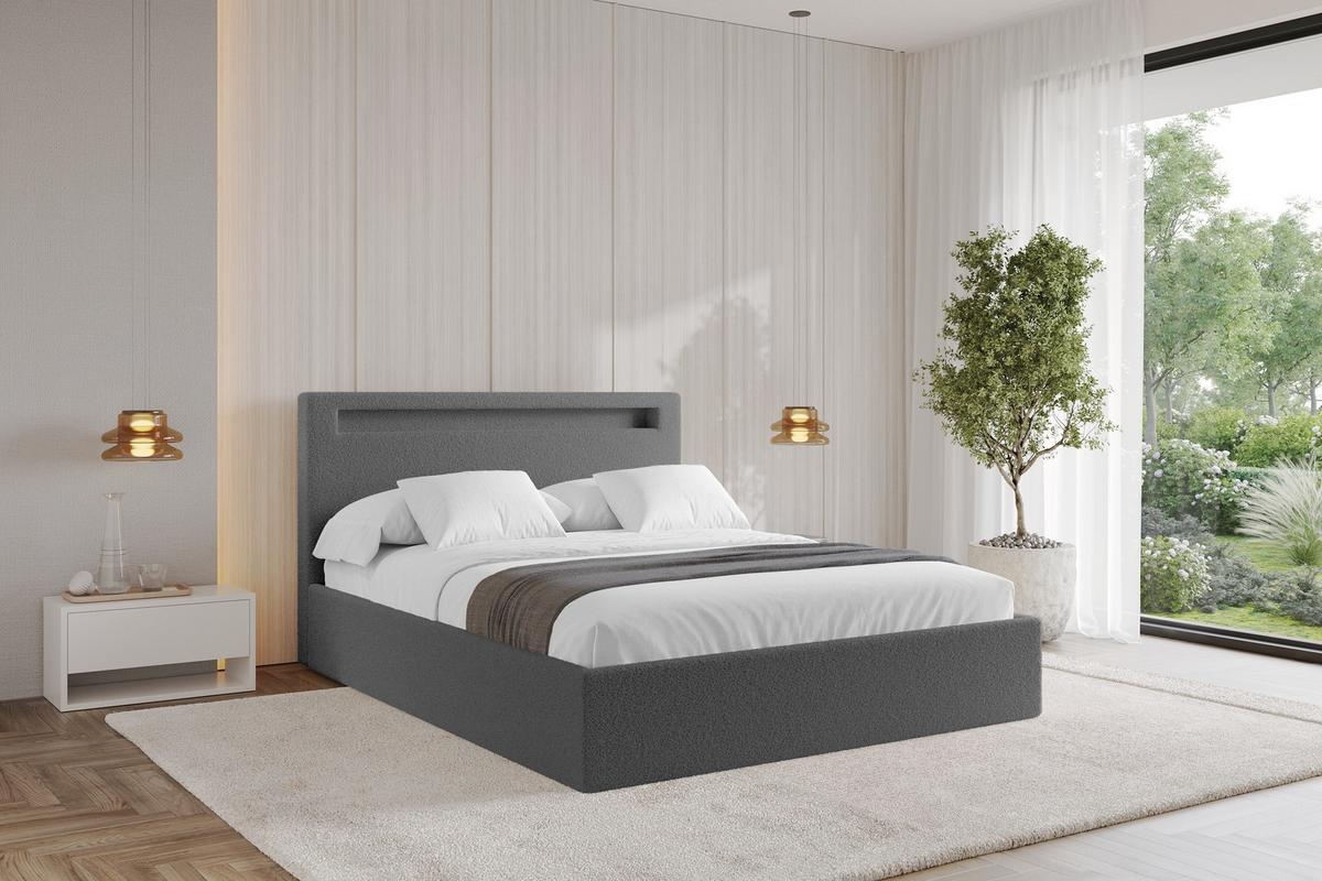 POLSTERBETT mit Bettkasten und Lattenrost, Bett mit Matratze H3/H4 - GOLA 140x200 Grau - Schieferfarben, Holzwerkstoff/Textil (140/200cm) - ALTDECOR