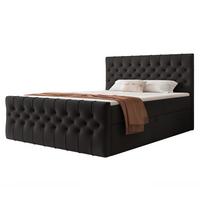 BOXBETT JOLIE 180x200 cm mit Matratze, Schwarz - Schwarz, Textil (180/200cm) - Idohome