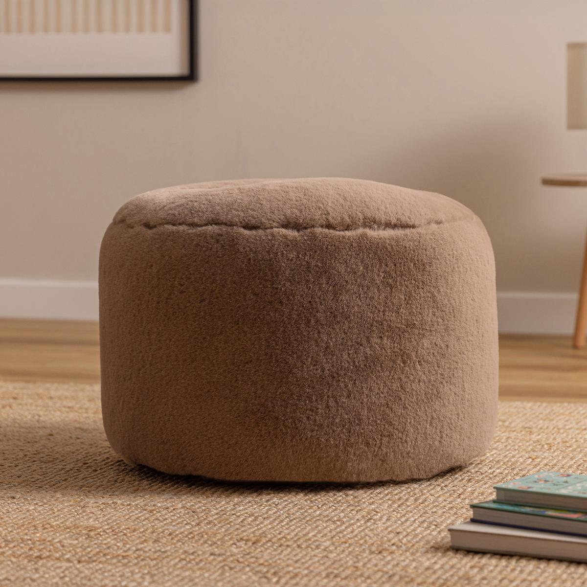 SITZPOUF Milano Kaninchenkunstfell - Mokka, Textil (55/35/55cm) - icon