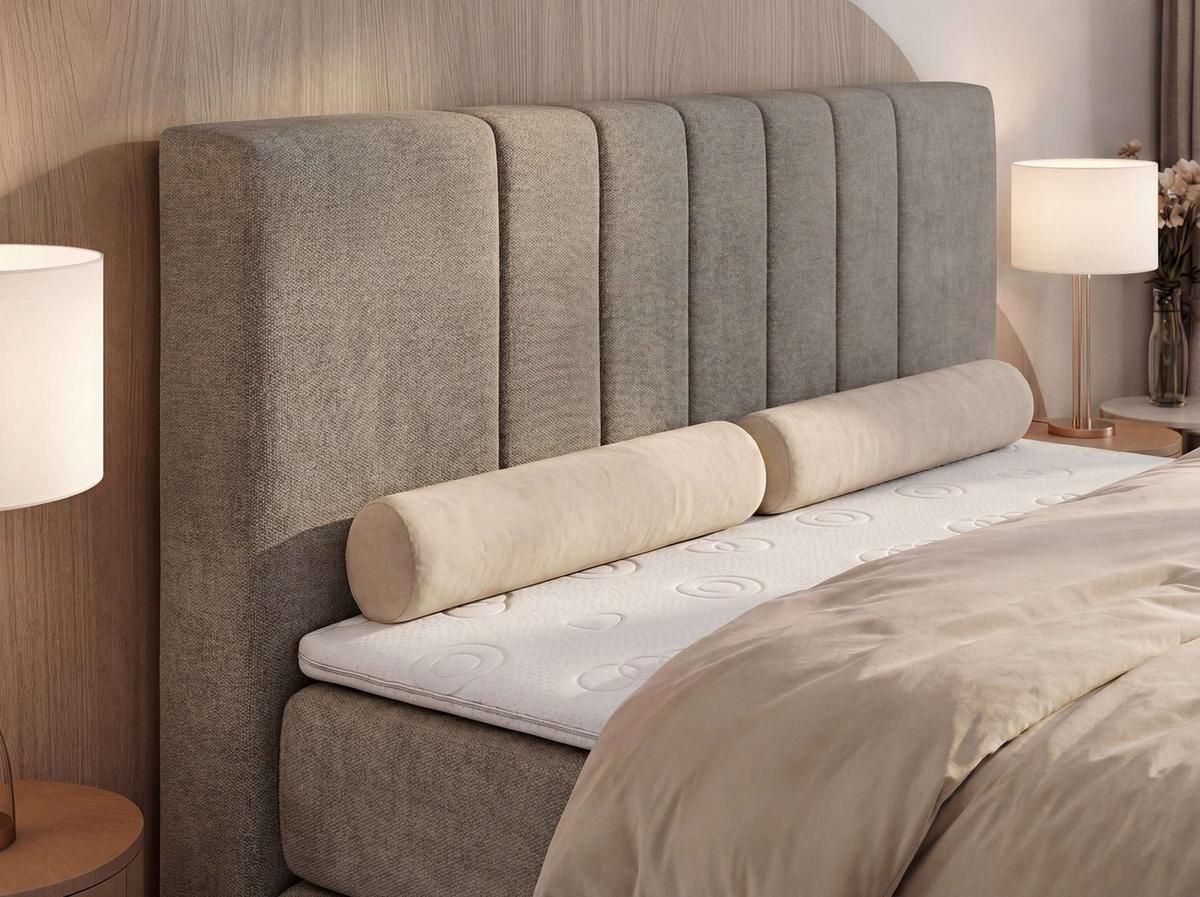 BOXSPRINGBETT INERO KING 140/200 - Greige Stukture - Topper Visco - H3 - Greige/Schwarz, Kunststoff/Textil (140/200cm) - MKS