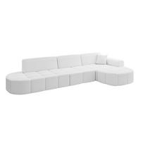 ECKSOFA Ottomane Rechts LIVO-L2 - 337x173x79,5 cm Weiß - Weiß, Holzwerkstoff/Textil (337/173cm) - ALTDECOR
