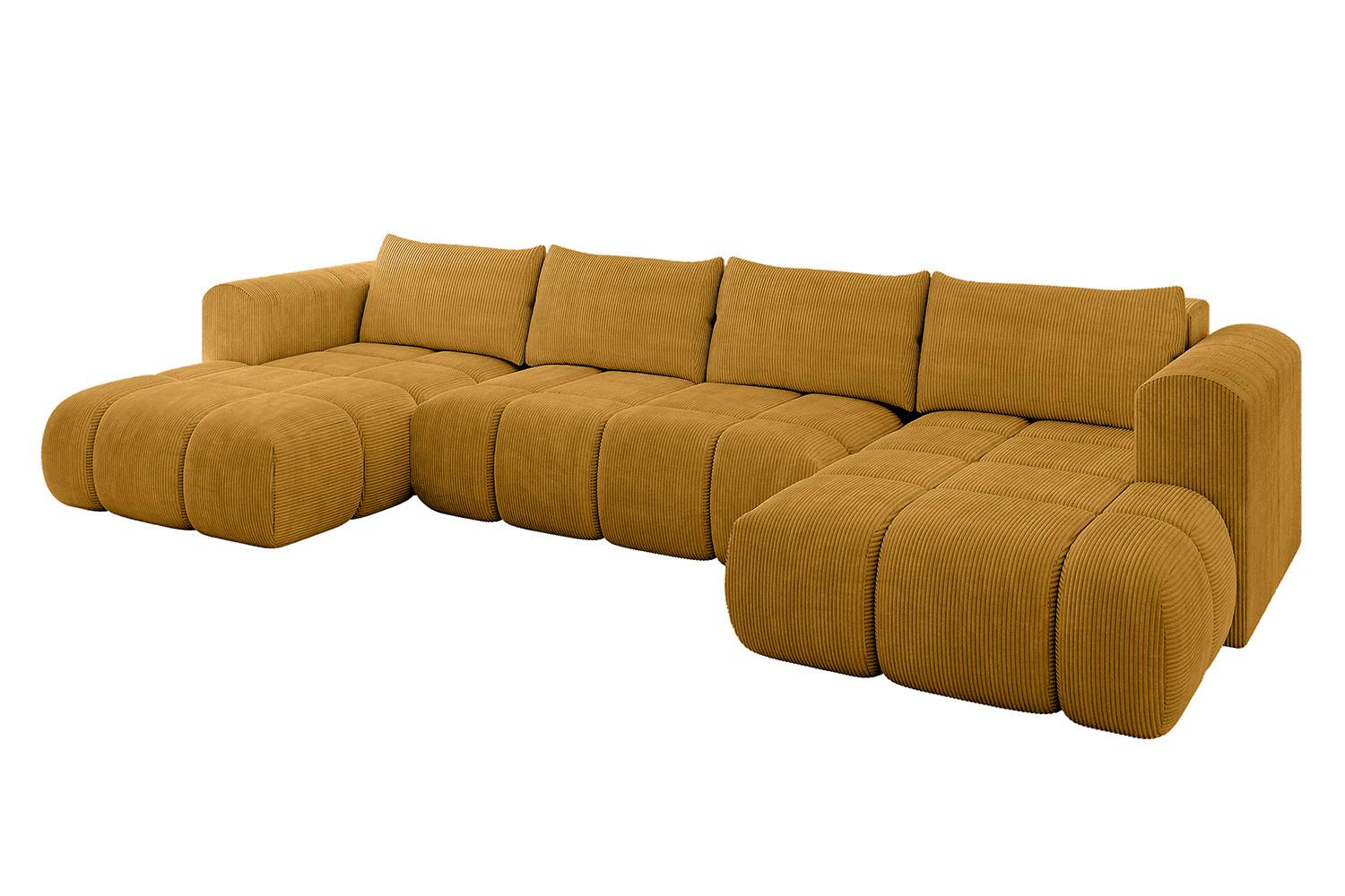 WOHNLANDSCHAFT CLOUD-U 405x185x90 Senfgelb Cord - Currygelb, Holzwerkstoff/Kunststoff (405/90/185cm) - ALTDECOR