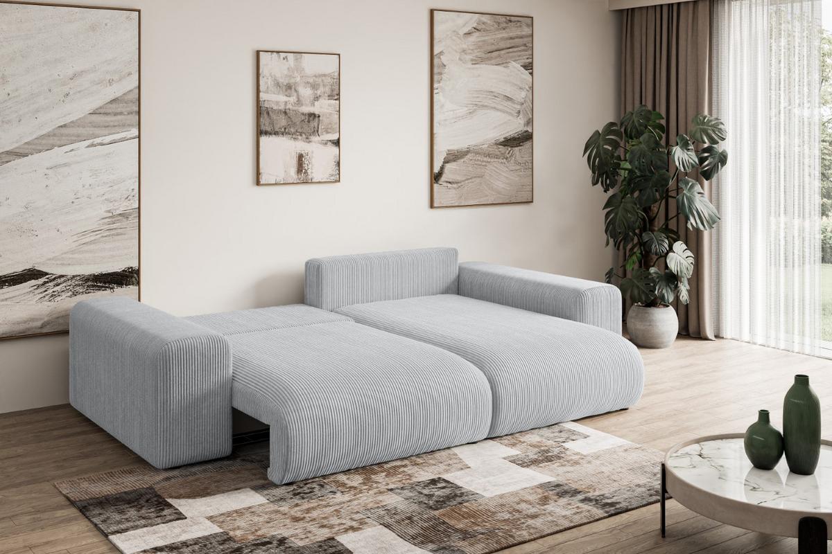 ECKSOFA Ottomane rechts ESKAR-L 266x176x72 Grau Cord - Schwarz/Grau, Holzwerkstoff/Kunststoff (176/266cm) - ALTDECOR