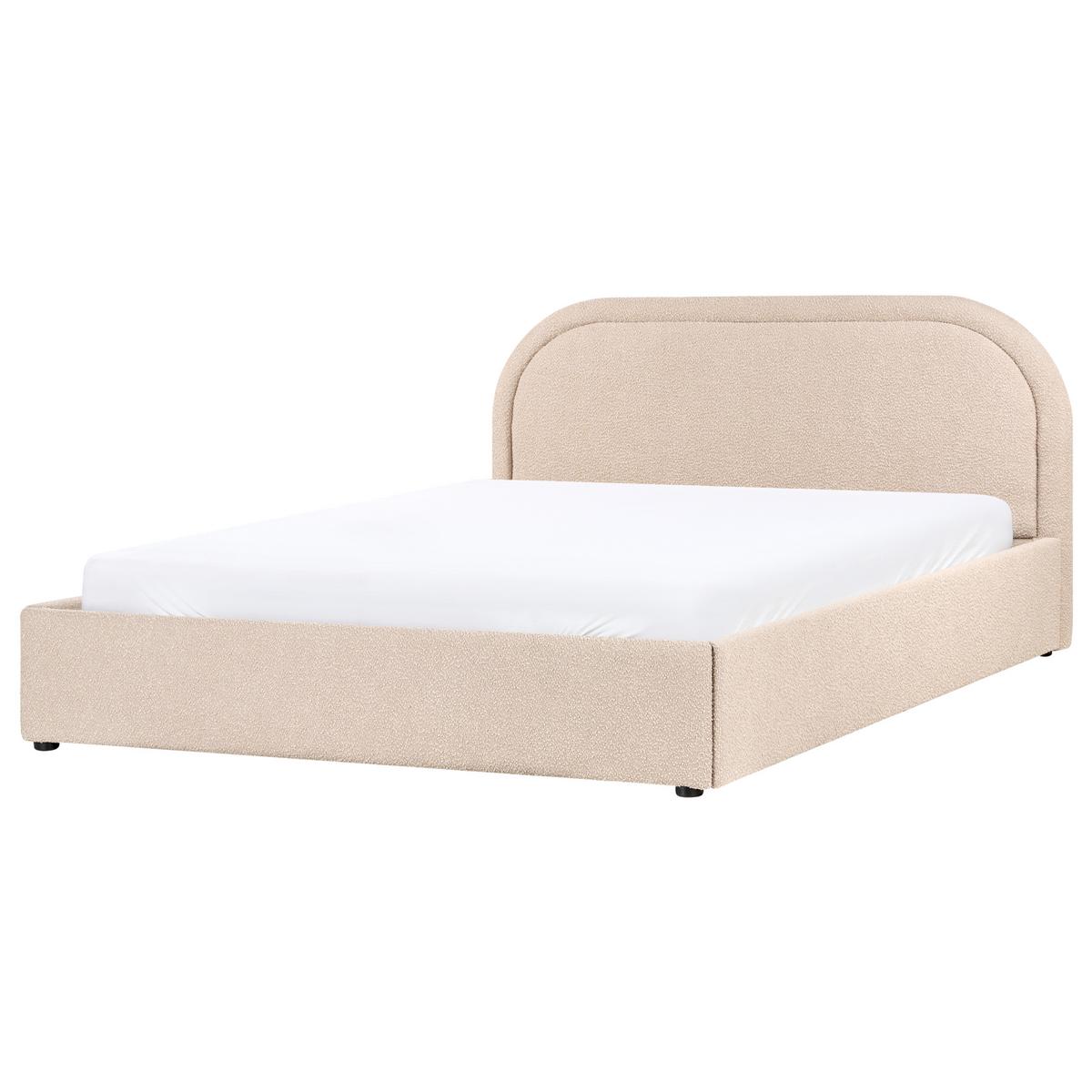 BETT mit Stauraum 160/200 cm Bouclé Beige Quillien - Beige, Textil (160/200cm) - Beliani