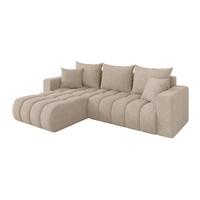 ECKSOFA mit Schlaffunktion Ottomane Links MILA-L-v1 277x195x86 Beige Velours - Schwarz/Sahara, Holzwerkstoff/Kunststoff (277/194cm) - ALTDECOR