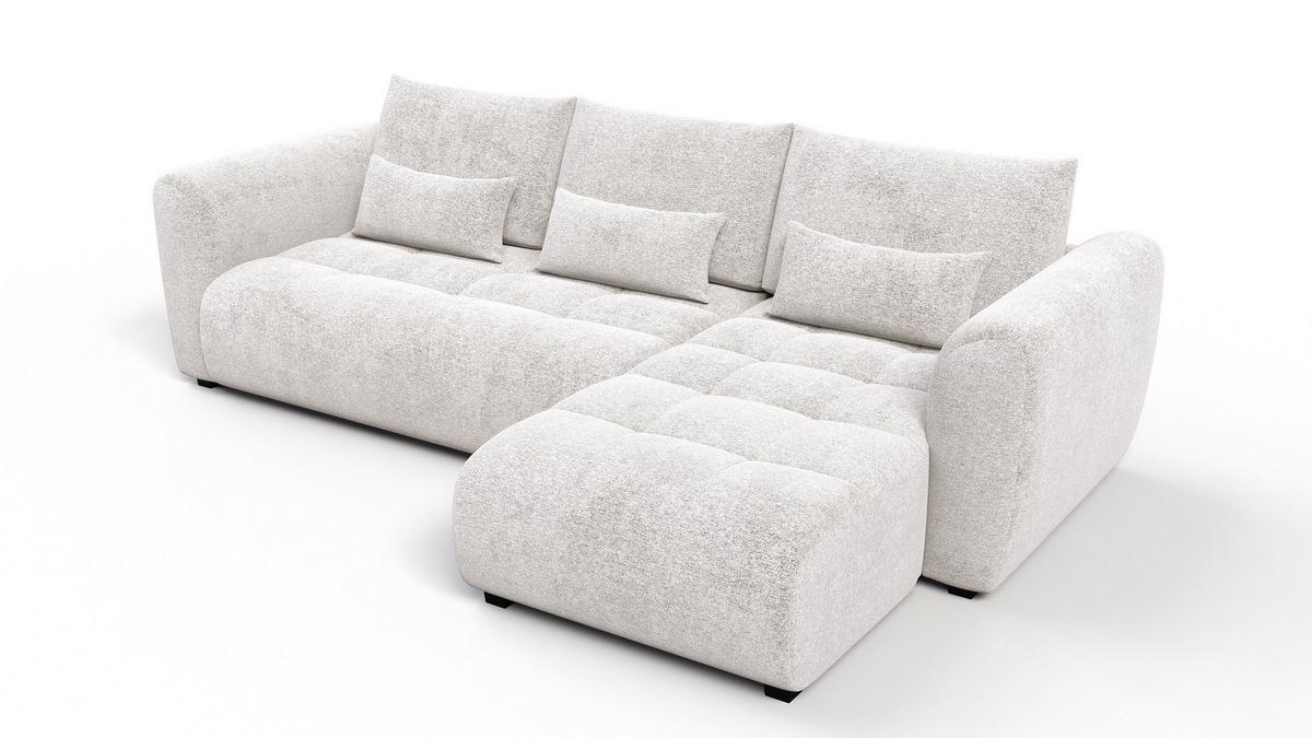 ECKSOFA SORENO 4-Sitzer, ecru - Ecru/Schwarz, Holz/Textil (293/171cm) - Wozimo