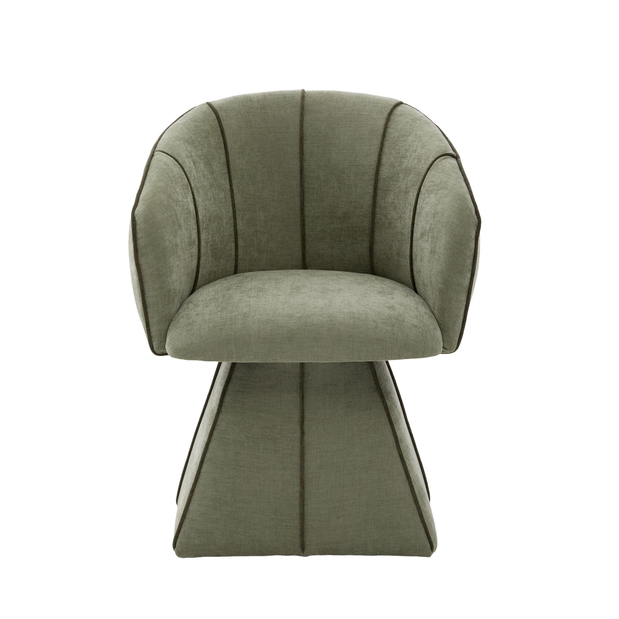 DREHSTUHL 360° Chenille Ergonomischer Sessel Wohnzimmer & Schlafzimmer - Olivgrün, Textil (56/74.5/54cm) - Urban Meuble