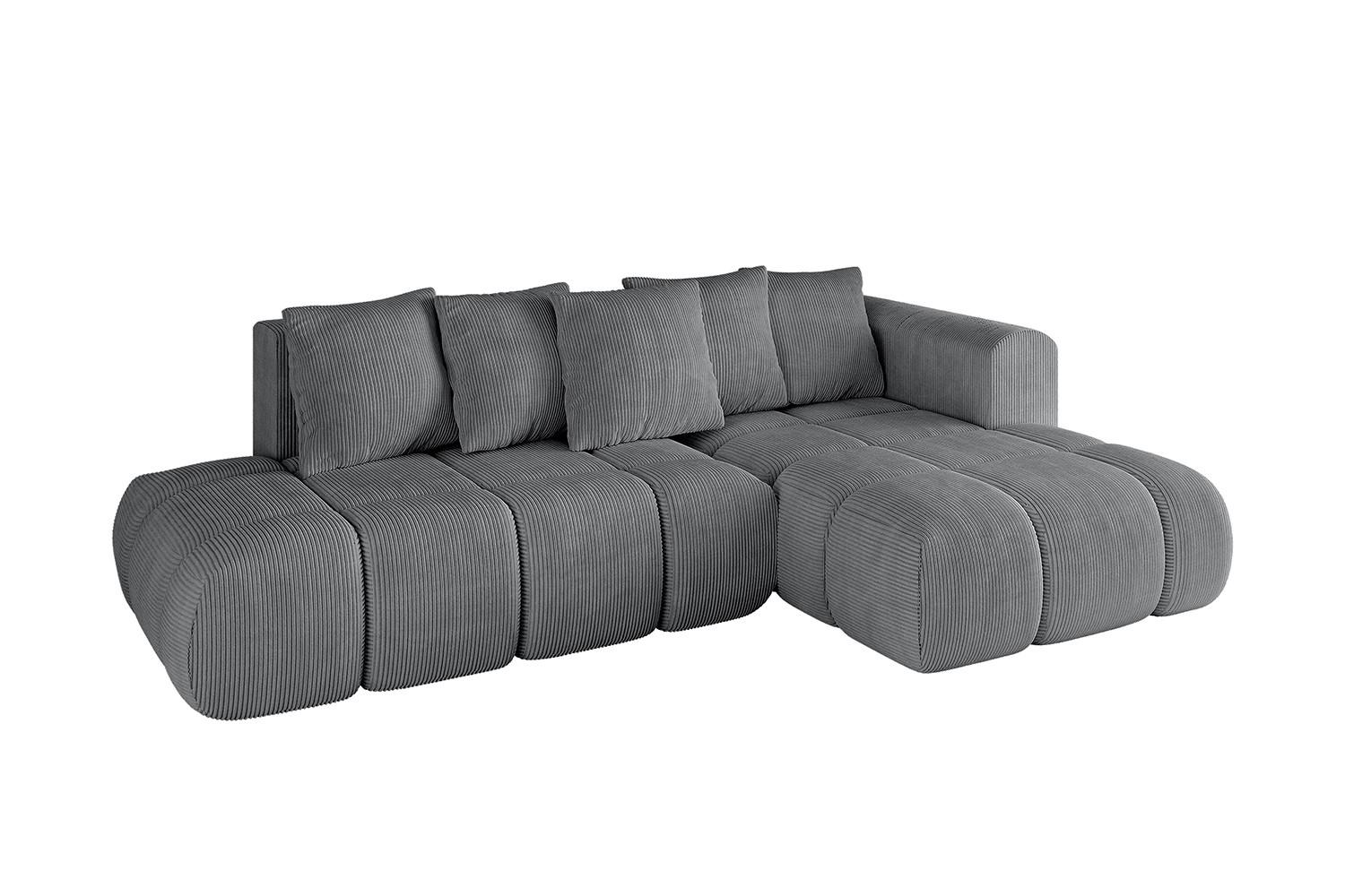ECKSOFA Ottomane Rechts CLOUD-L-v1 280x185x90 Dunkelgrau Cord - Dunkelgrau, Holzwerkstoff/Kunststoff (185/280cm) - ALTDECOR