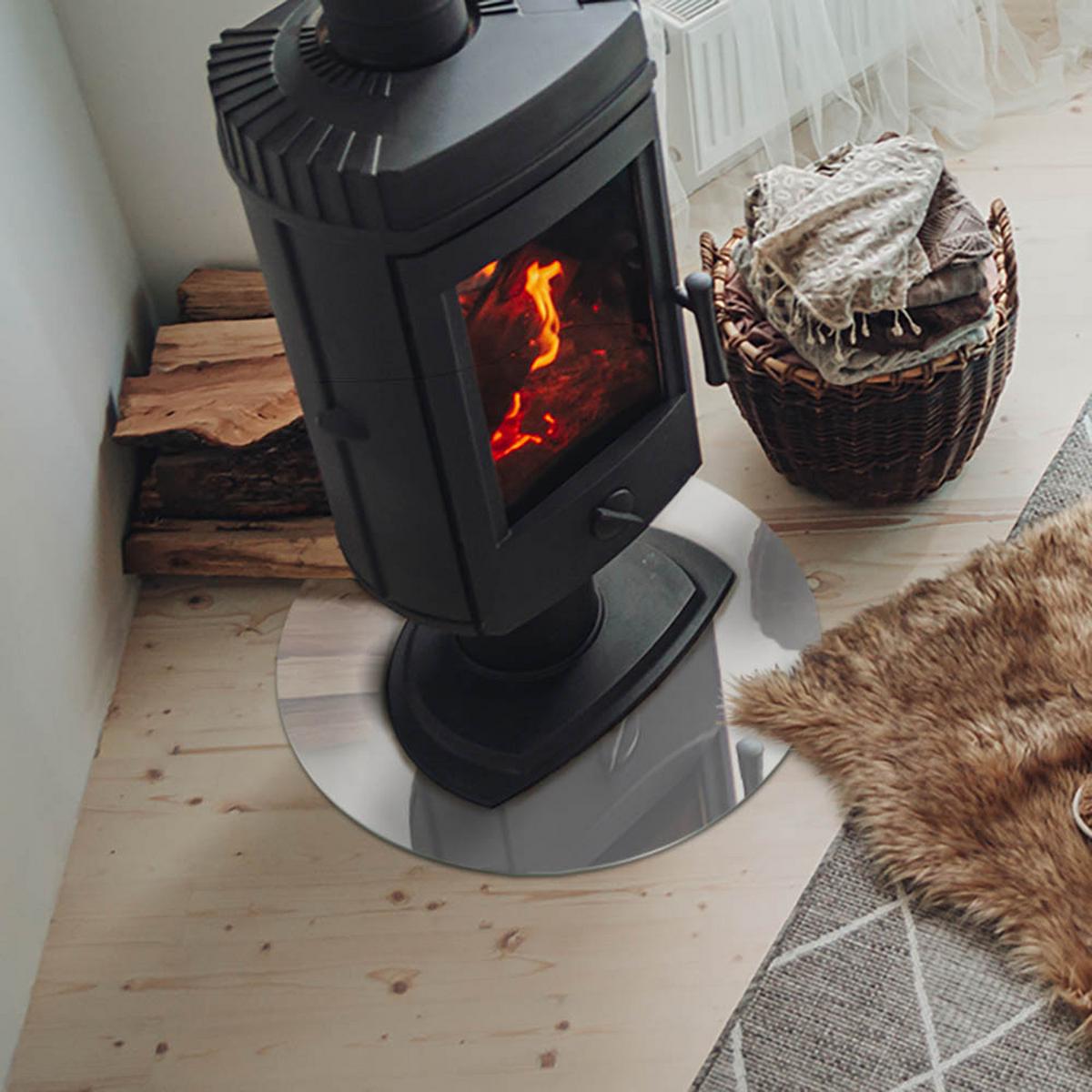 GLASPLATTE für Kamin Ø 50 cm - Grau, Glas (50/50/0.4cm) - TULUP