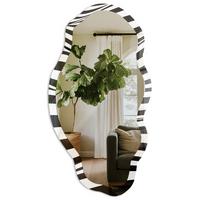 SPIEGEL 90x45 cm asymmetrisch mit Druck - Op-Art-Linien - Transparent, Glas (45/90/0.4cm) - TULUP