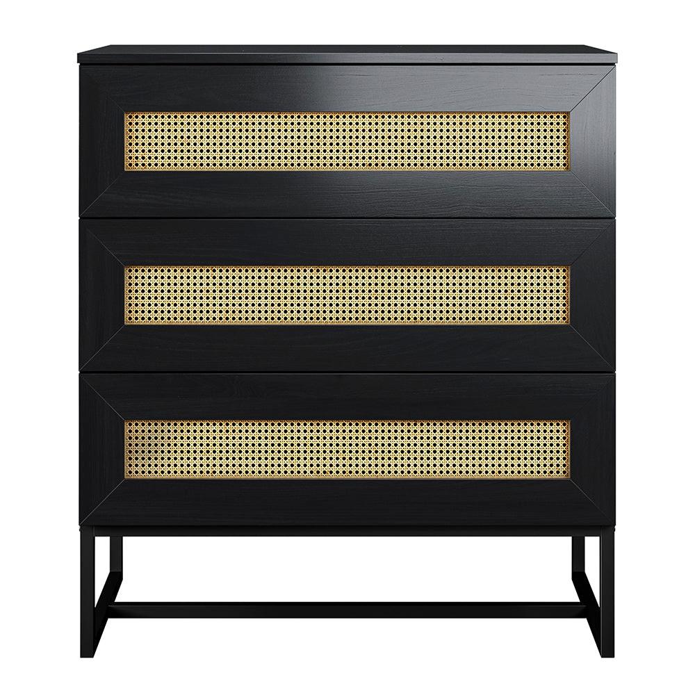 SIDEBOARD mit 3 Schubladen Kerals in Schwarz 80 cm - Schwarz, Holzwerkstoff/Metall (80/90/40cm) - Selsey