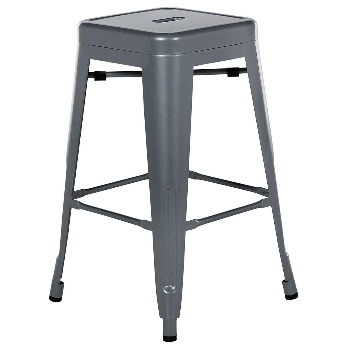 HOCKER 2er-Set Metall Grau Cabrillo - Grau, Metall (40/60/40cm) - Beliani